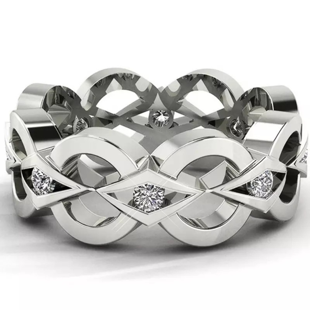 New Unisex 925 Silver Luxury Diamond Ring